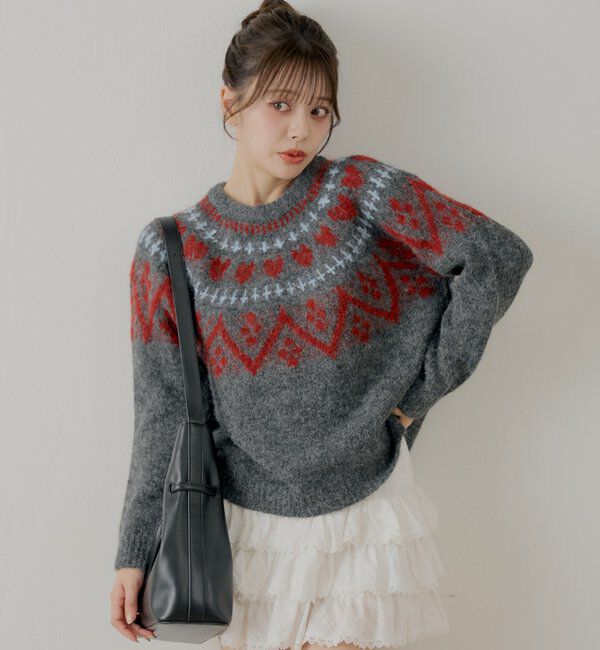  「ハート柄ノルディックニット」|ニット・セーター|