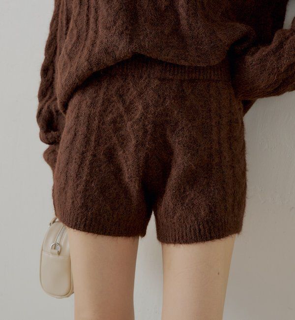  「【セットアップ対応】ケーブルショートパンツ」|チノ|ブラウン