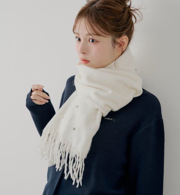  「ビジュー付きストール」|マフラー|