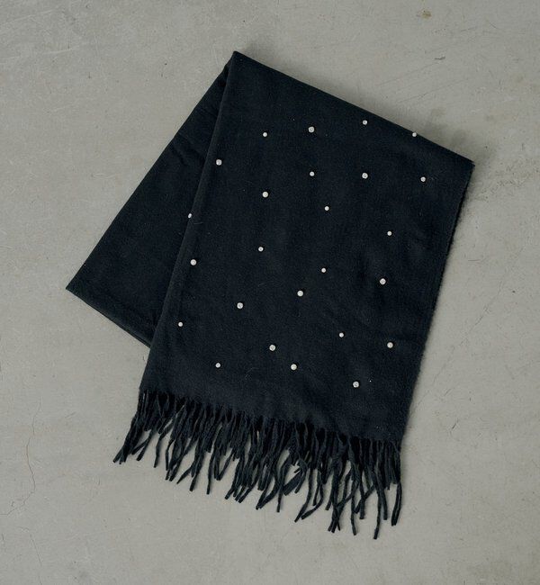  「ビジュー付きストール」|マフラー|ブラック