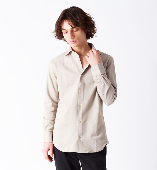 ABAHOUSE「ALBINI 交織サーフニット シャツ」|シャツ・ブラウス|ベージュ