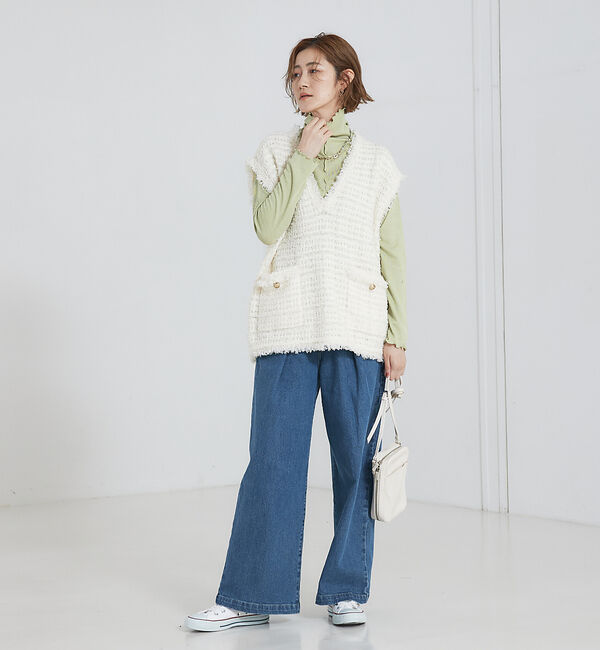 abahouse mavie「タックワイドデニム」|デニム|