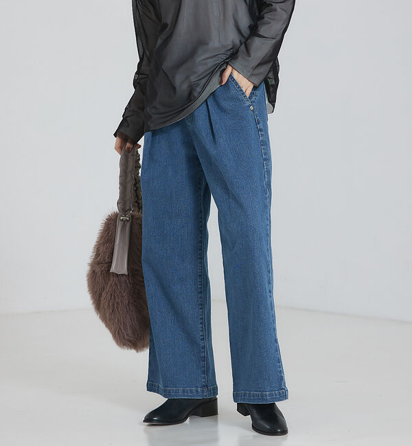 abahouse mavie「タックワイドデニム」|デニム|