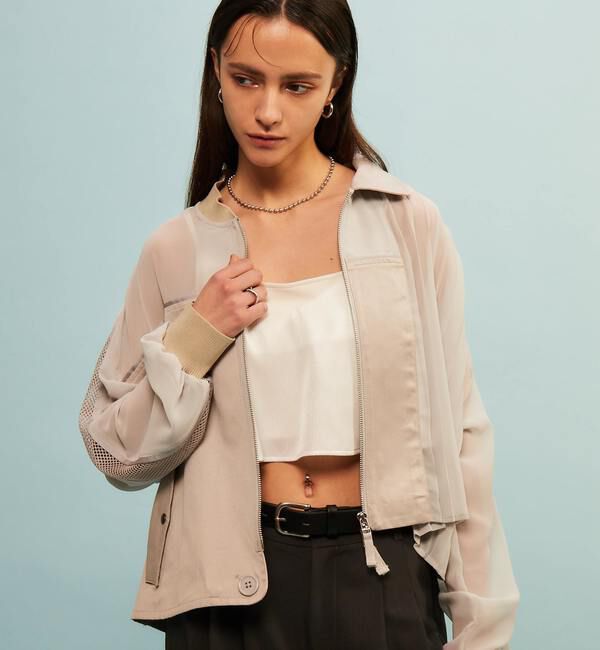 Soffitto「【AULA AILA別注】DENIM COMBINATION BLOUSON」|ブルゾン・スタジャン|グレイッシュベージュ