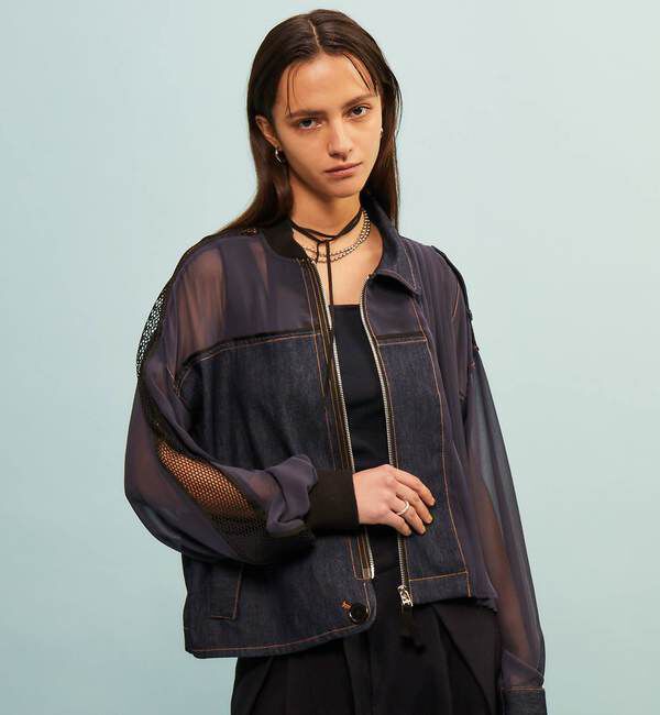 Soffitto「【AULA AILA別注】DENIM COMBINATION BLOUSON」|ブルゾン・スタジャン|インディゴブルー