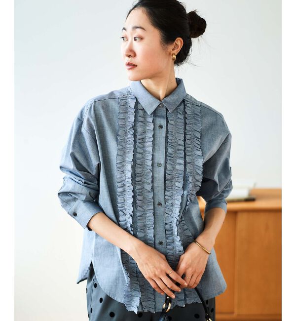 le.coeur blanc「フロントフリルレギュラーカラーシャツ」|シャツ・ブラウス|