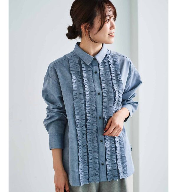 le.coeur blanc「フロントフリルレギュラーカラーシャツ」|シャツ・ブラウス|