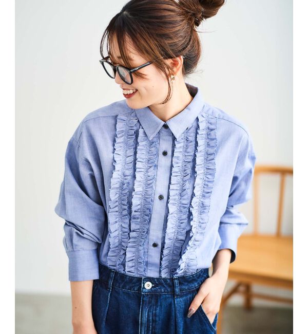 le.coeur blanc「フロントフリルレギュラーカラーシャツ」|シャツ・ブラウス|