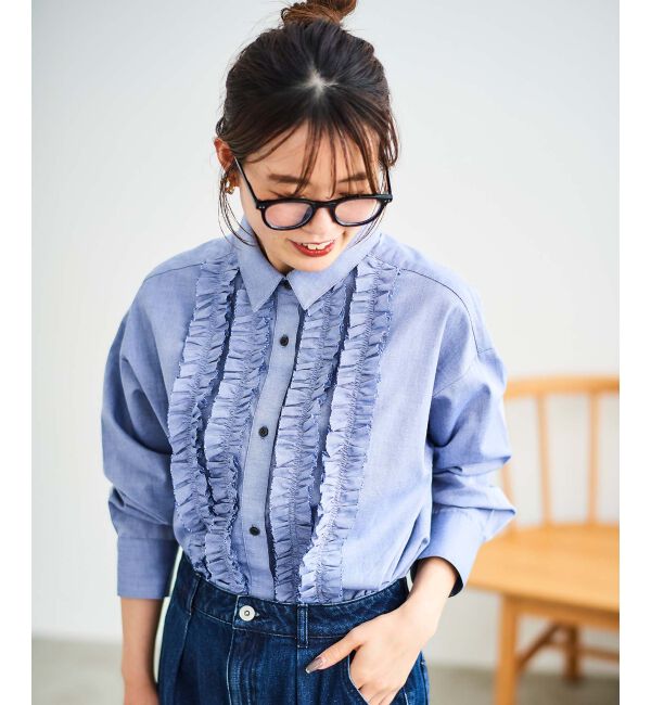 le.coeur blanc「フロントフリルレギュラーカラーシャツ」|シャツ・ブラウス|