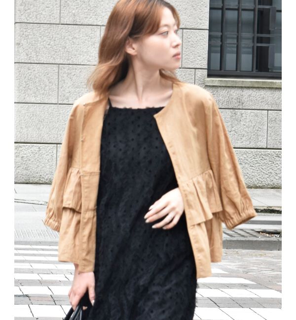  「《着映え◎》コットン麻フリルティアードジャケット」|その他|