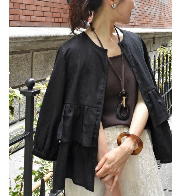  「《着映え◎》コットン麻フリルティアードジャケット」|その他|