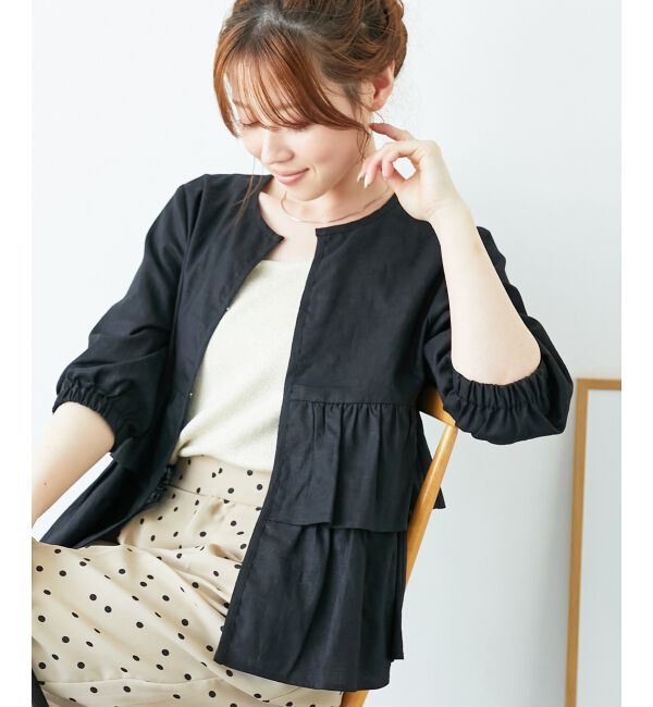  「《着映え◎》コットン麻フリルティアードジャケット」|その他|