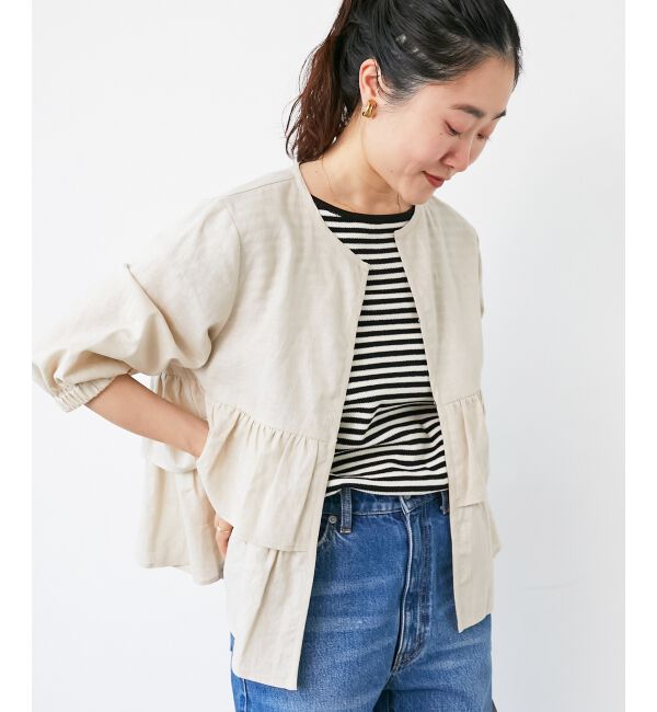  「《着映え◎》コットン麻フリルティアードジャケット」|その他|