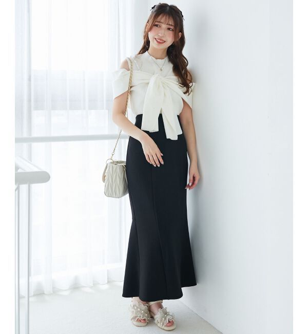  「パールチェーンビジューリボンニット」|ニット・セーター|