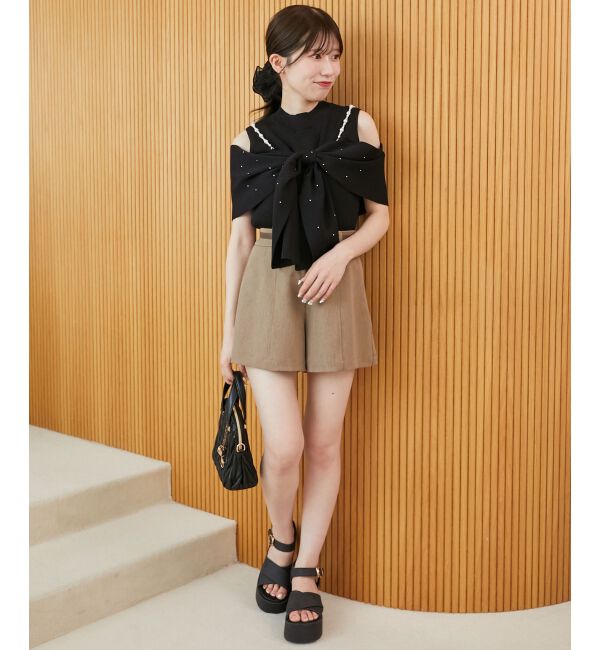  「パールチェーンビジューリボンニット」|ニット・セーター|