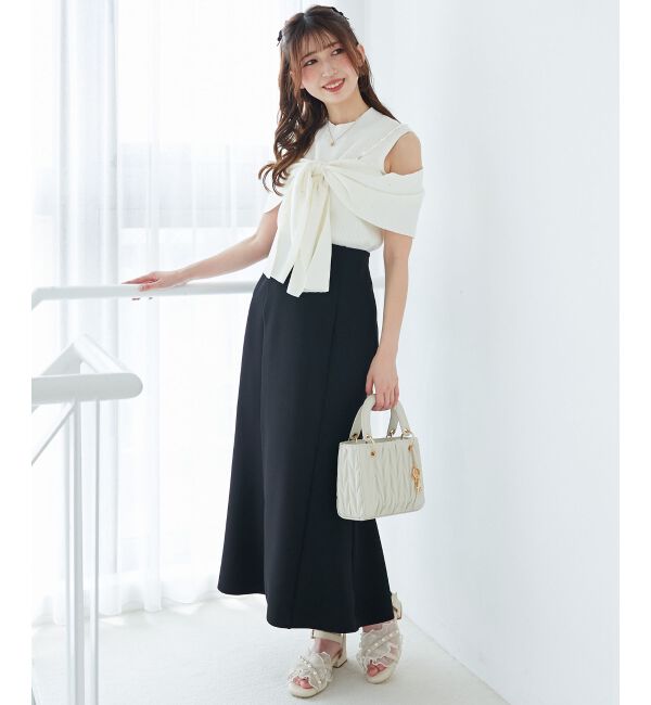  「パールチェーンビジューリボンニット」|ニット・セーター|