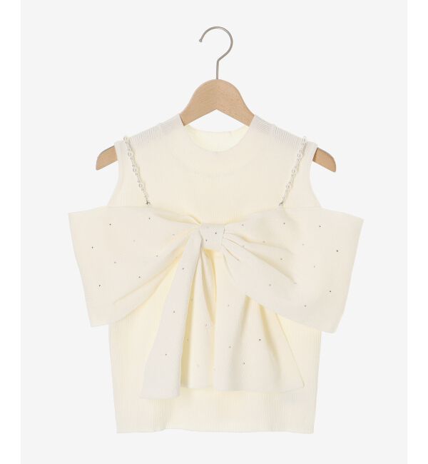  「パールチェーンビジューリボンニット」|ニット・セーター|
