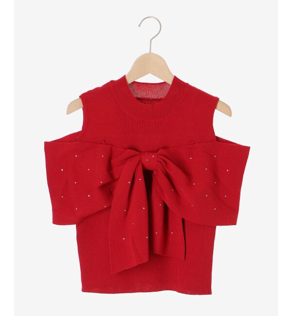  「パールチェーンビジューリボンニット」|ニット・セーター|