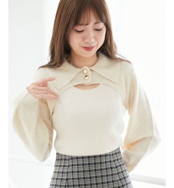  「襟付きデコルテオープンニット」|ニット・セーター|