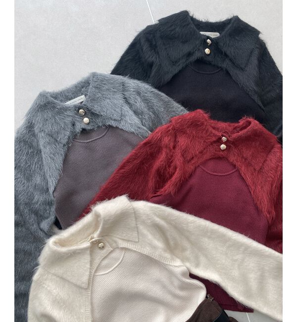  「襟付きデコルテオープンニット」|ニット・セーター|