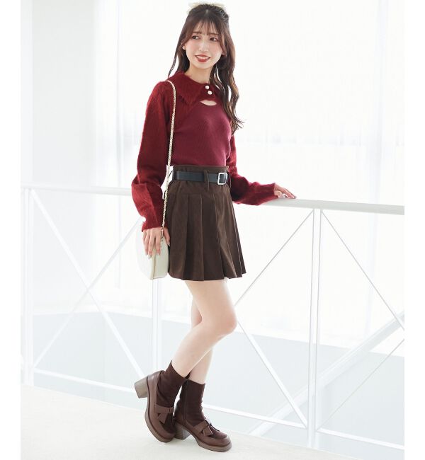  「襟付きデコルテオープンニット」|ニット・セーター|