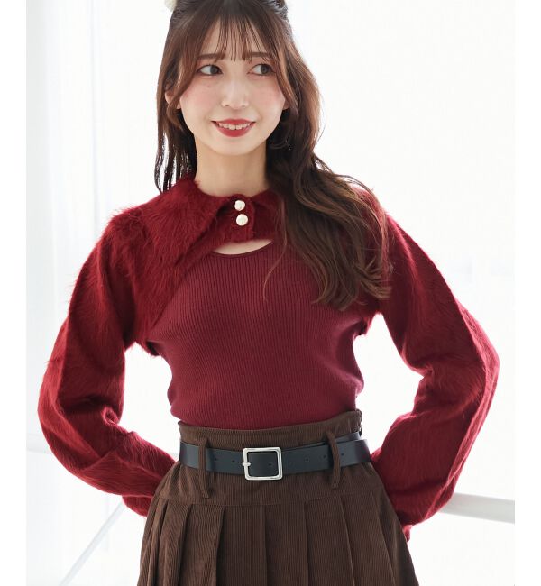 「襟付きデコルテオープンニット」|ニット・セーター|