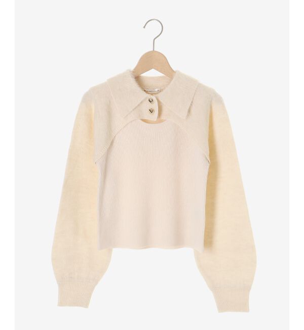  「襟付きデコルテオープンニット」|ニット・セーター|