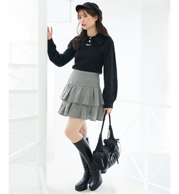  「襟付きデコルテオープンニット」|ニット・セーター|