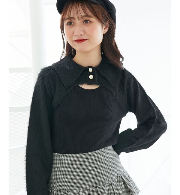  「襟付きデコルテオープンニット」|ニット・セーター|