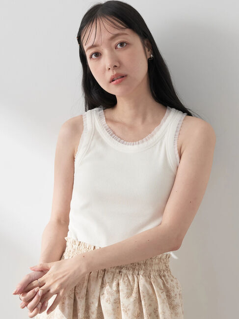earth music&ecology「チュールリブタンク」|インナー|Ivory