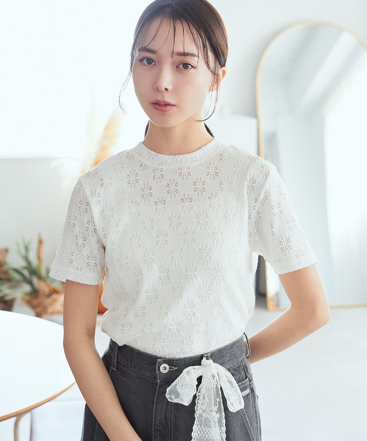 earth music&ecology「フラワーレースプルオーバー」|Tシャツ・カットソー|