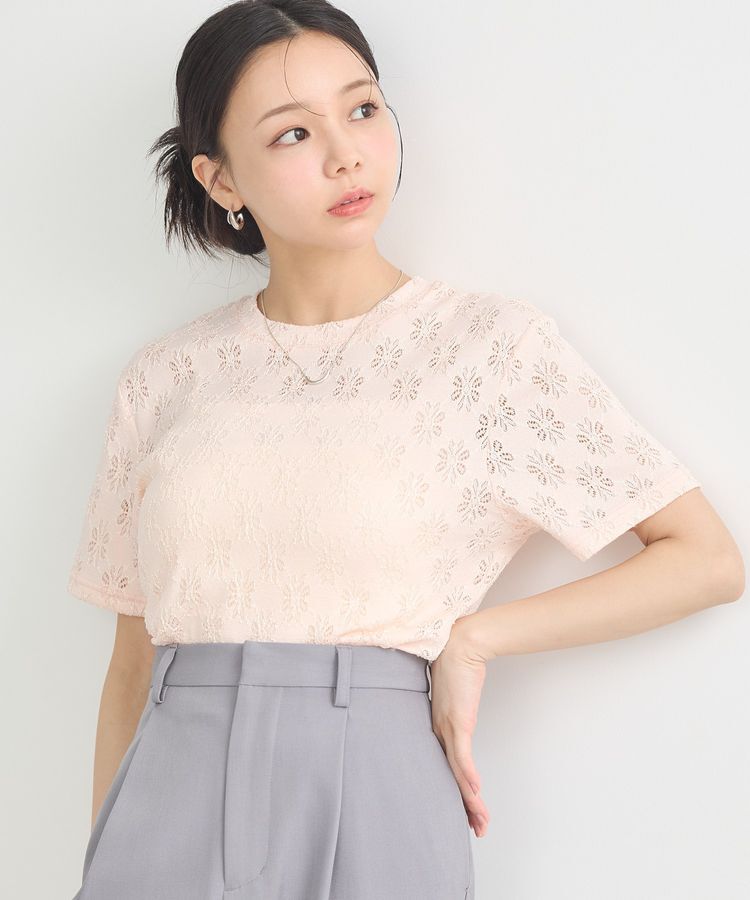 earth music&ecology「フラワーレースプルオーバー」|Tシャツ・カットソー|Pink