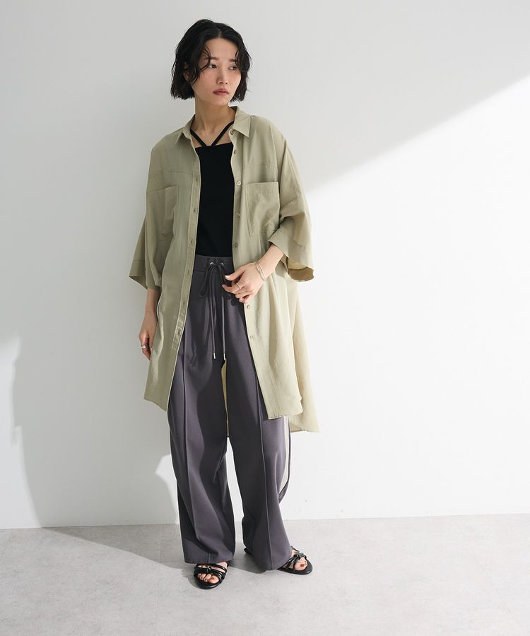 Green Parks「7分袖ミディ丈シャツワンピース」|ワンピース|