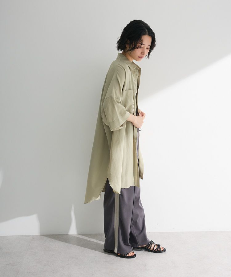 Green Parks「7分袖ミディ丈シャツワンピース」|ワンピース|