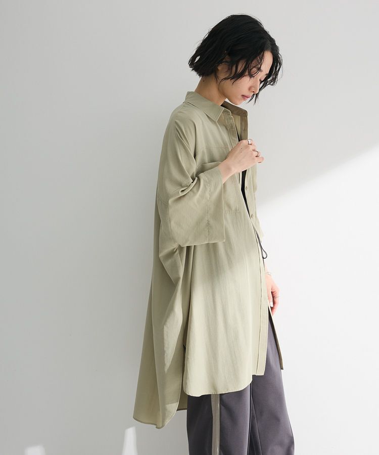 Green Parks「7分袖ミディ丈シャツワンピース」|ワンピース|