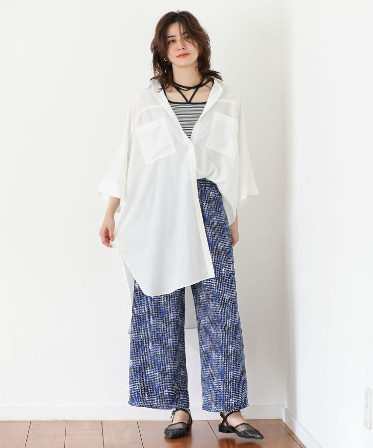 Green Parks「7分袖ミディ丈シャツワンピース」|ワンピース|