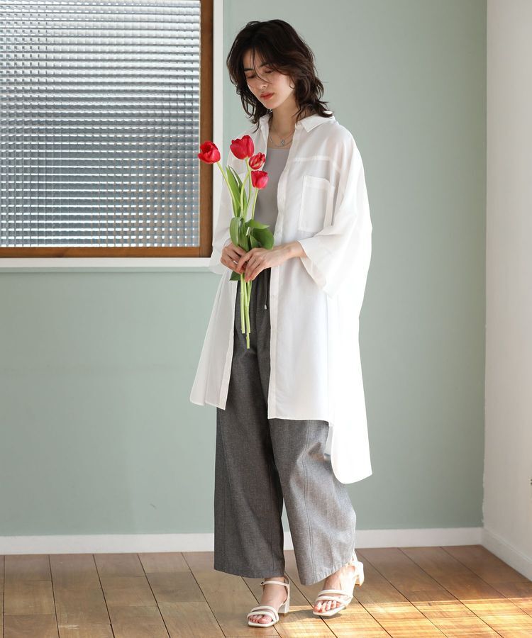 Green Parks「7分袖ミディ丈シャツワンピース」|ワンピース|