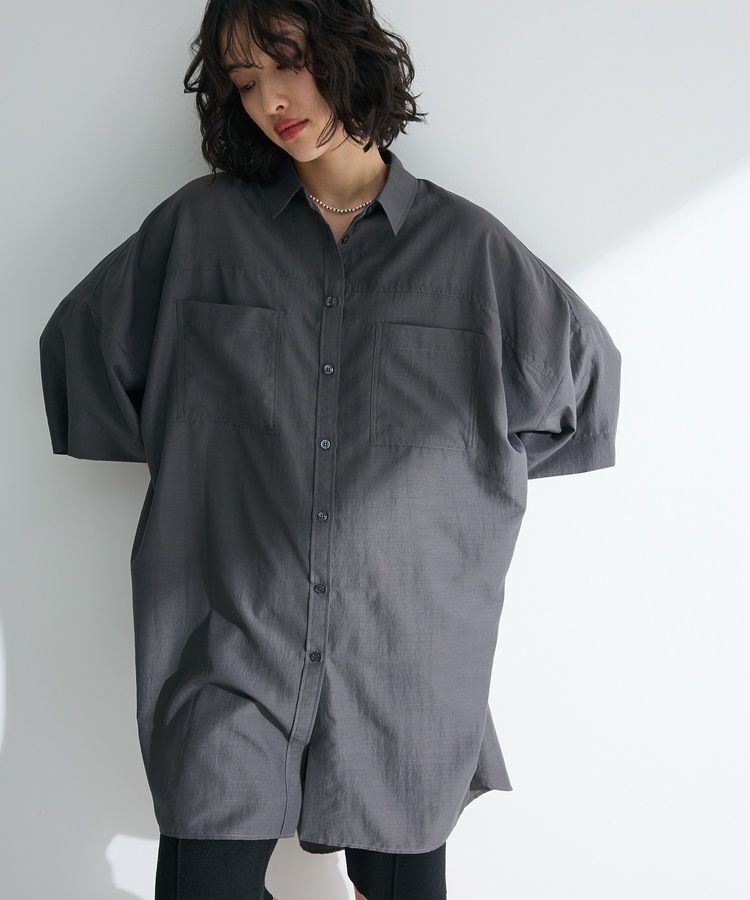 Green Parks「7分袖ミディ丈シャツワンピース」|ワンピース|