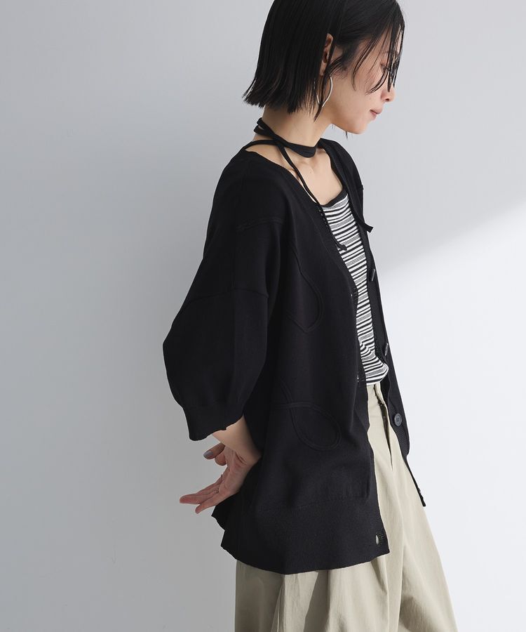 armonia「刺繍コードVネックフレンチカーディガン」|カーディガン|Black