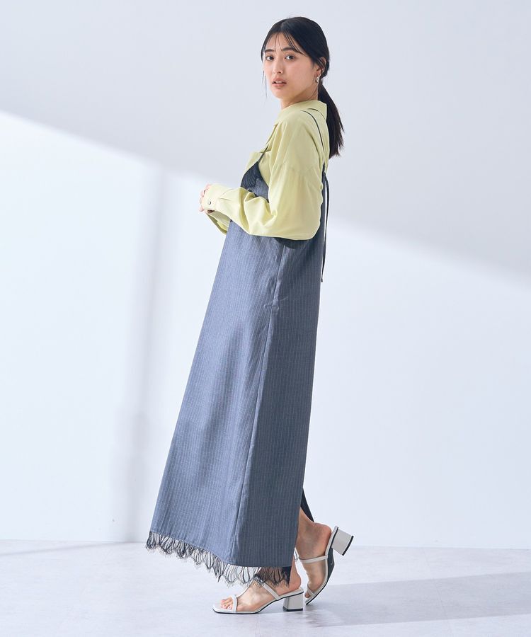 YECCA VECCA「ストライプ柄レースMIXキャミワンピース」|ワンピース|