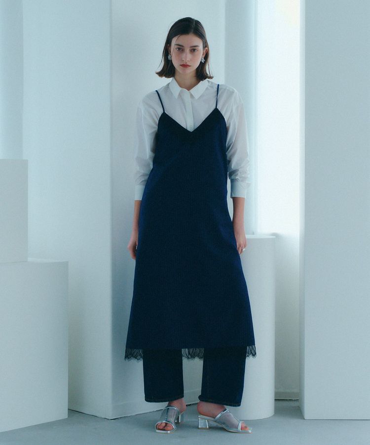 YECCA VECCA「ストライプ柄レースMIXキャミワンピース」|ワンピース|