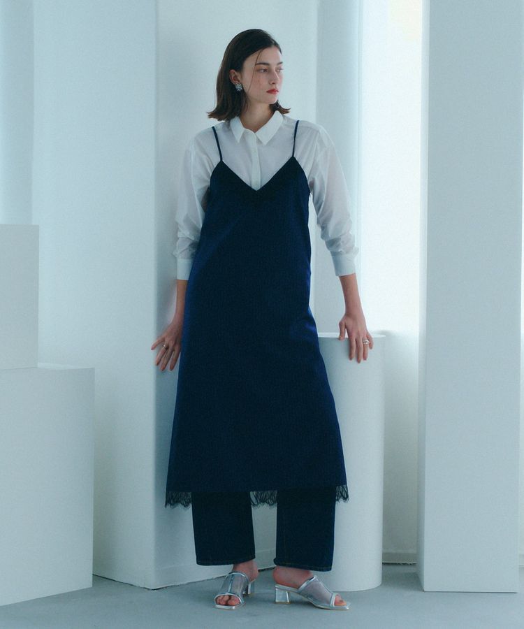 YECCA VECCA「ストライプ柄レースMIXキャミワンピース」|ワンピース|