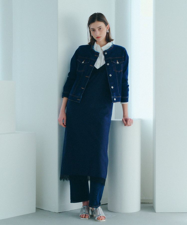 YECCA VECCA「ストライプ柄レースMIXキャミワンピース」|ワンピース|