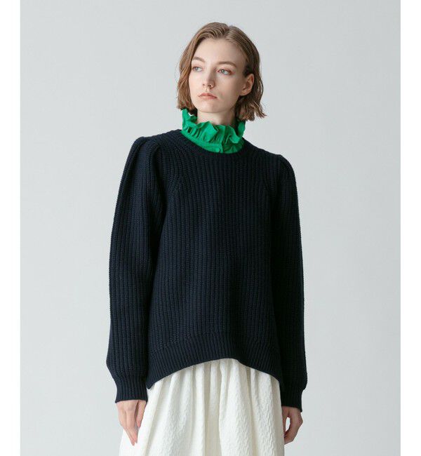 allureville「片畦イレヘムプルオーバー」|ニット・セーター|ネイビー