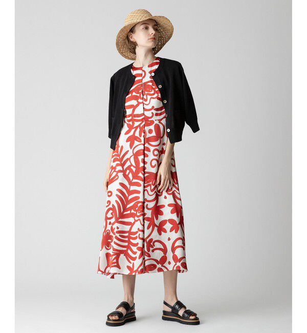 allureville「ペインティングフラワープリントタックワンピース」|ワンピース|