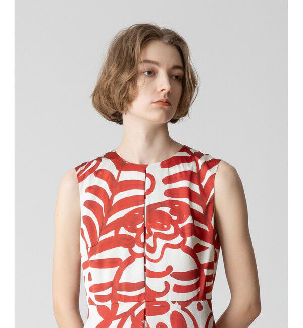 allureville「ペインティングフラワープリントタックワンピース」|ワンピース|