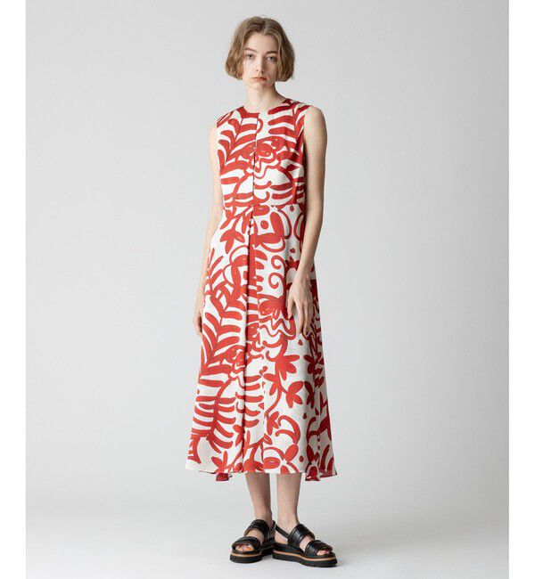 allureville「ペインティングフラワープリントタックワンピース」|ワンピース|