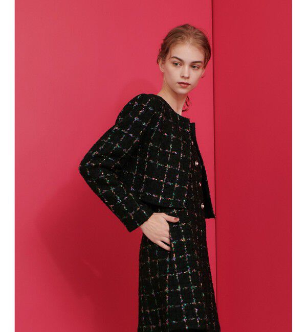 LOULOU WILLOUGHBY「【LOULOU WILLOUGHBY】CAMPOREラメツイードジャケット」|ノーカラージャケット|