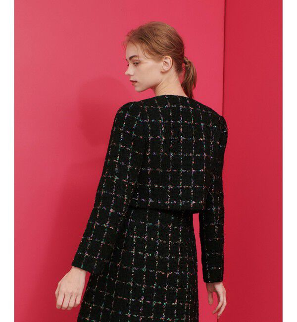 LOULOU WILLOUGHBY「【LOULOU WILLOUGHBY】CAMPOREラメツイードジャケット」|ノーカラージャケット|