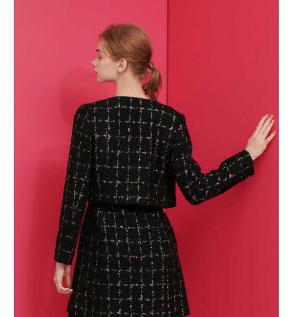 LOULOU WILLOUGHBY「【LOULOU WILLOUGHBY】CAMPOREラメツイードジャケット」|ノーカラージャケット|